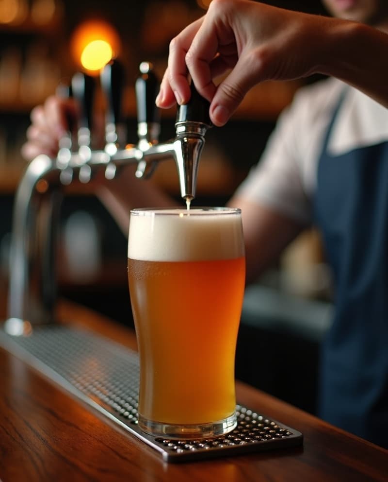 Craft beer being poured at the bar