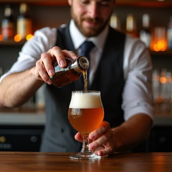 Bartender pouring craft beer